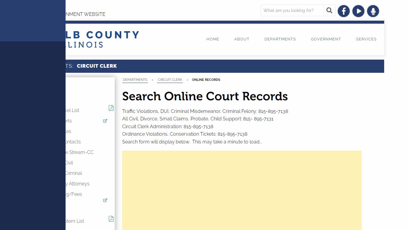 Search Online Court Records - DeKalb County, Illinois